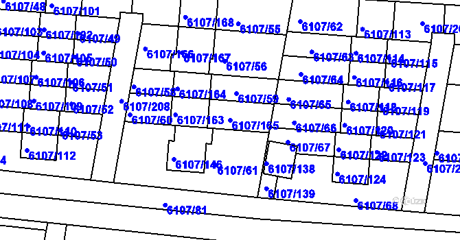 Parcela st. 6107/165 v KÚ Frýdek, Katastrální mapa