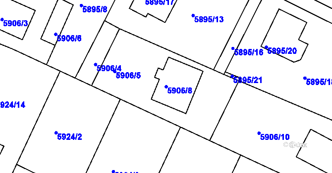 Parcela st. 5906/8 v KÚ Frýdek, Katastrální mapa