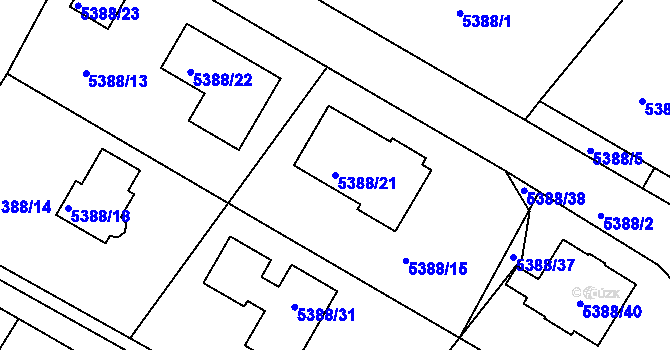Parcela st. 5388/21 v KÚ Frýdek, Katastrální mapa