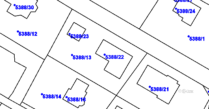 Parcela st. 5388/22 v KÚ Frýdek, Katastrální mapa