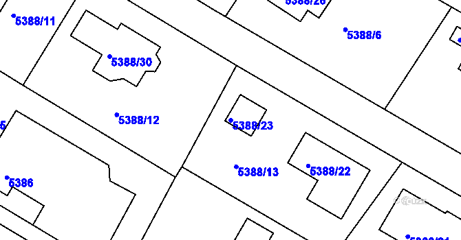 Parcela st. 5388/23 v KÚ Frýdek, Katastrální mapa