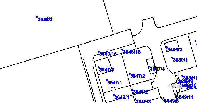 Parcela st. 3648/15 v KÚ Frýdek, Katastrální mapa