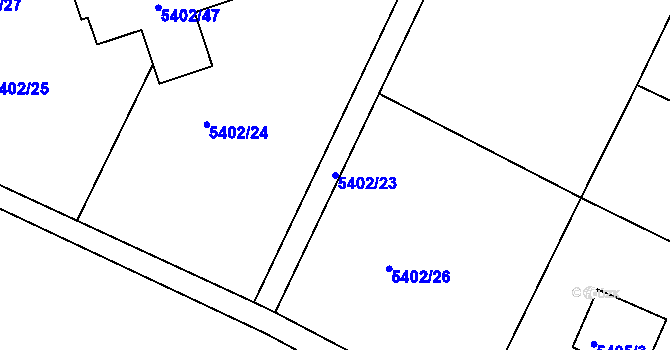 Parcela st. 5402/23 v KÚ Frýdek, Katastrální mapa