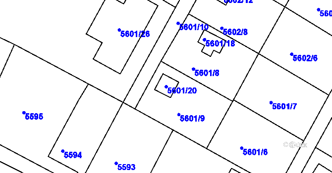 Parcela st. 5601/20 v KÚ Frýdek, Katastrální mapa