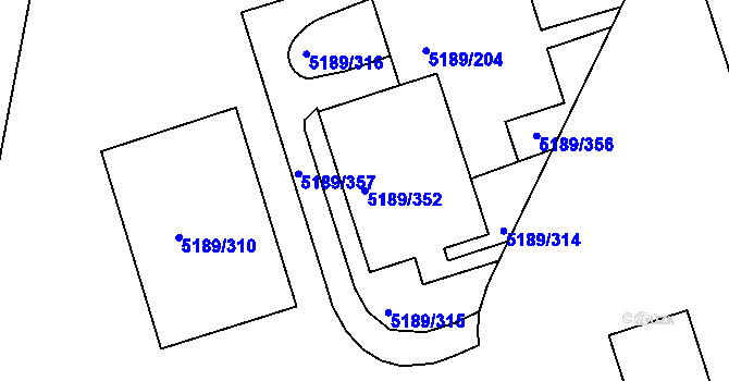 Parcela st. 5189/352 v KÚ Frýdek, Katastrální mapa