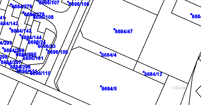 Parcela st. 6684/4 v KÚ Frýdek, Katastrální mapa