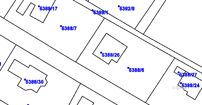 Parcela st. 5388/26 v KÚ Frýdek, Katastrální mapa