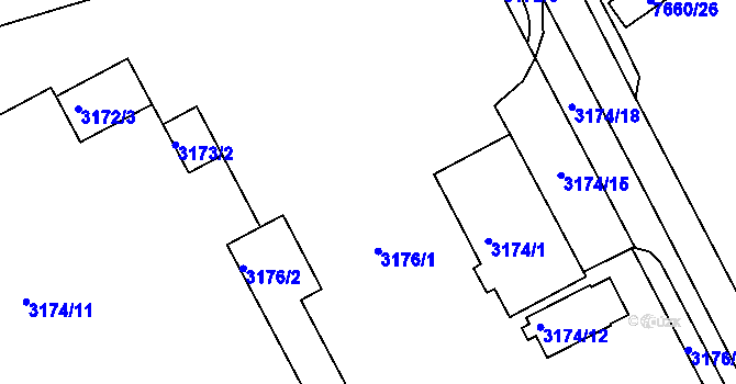 Parcela st. 3174/14 v KÚ Frýdek, Katastrální mapa