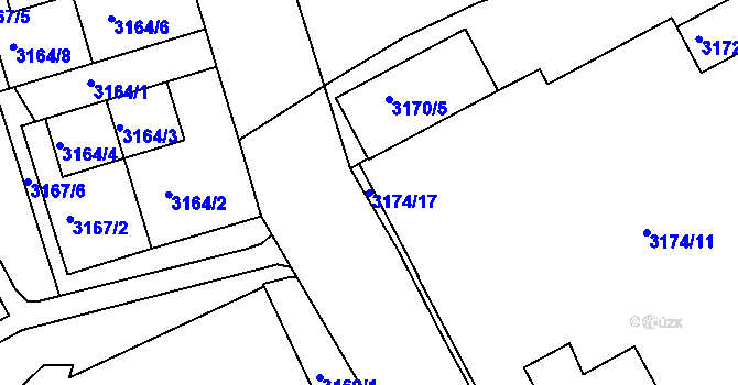 Parcela st. 3174/17 v KÚ Frýdek, Katastrální mapa