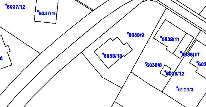 Parcela st. 6038/18 v KÚ Frýdek, Katastrální mapa