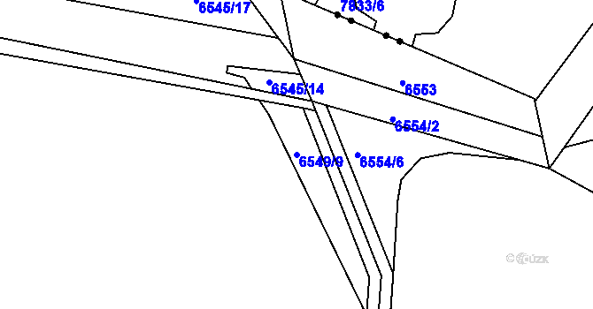 Parcela st. 6549/9 v KÚ Frýdek, Katastrální mapa