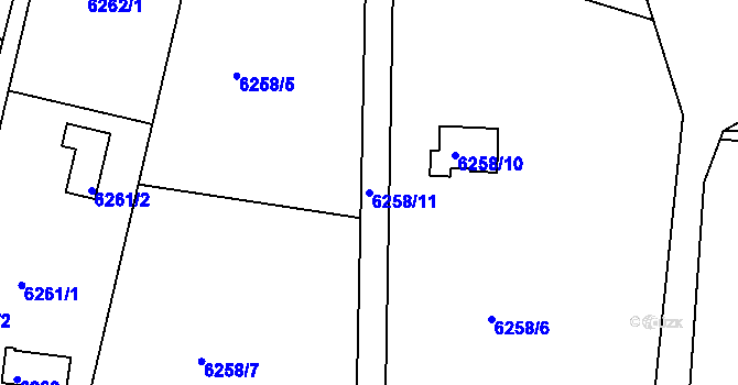 Parcela st. 6258/11 v KÚ Frýdek, Katastrální mapa