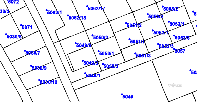 Parcela st. 5050/1 v KÚ Frýdek, Katastrální mapa