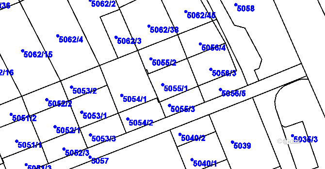 Parcela st. 5055/1 v KÚ Frýdek, Katastrální mapa