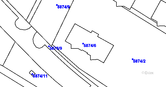 Parcela st. 5874/6 v KÚ Frýdek, Katastrální mapa