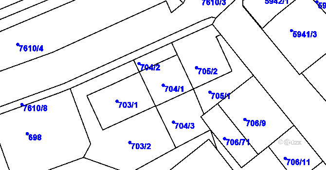 Parcela st. 704/1 v KÚ Frýdek, Katastrální mapa