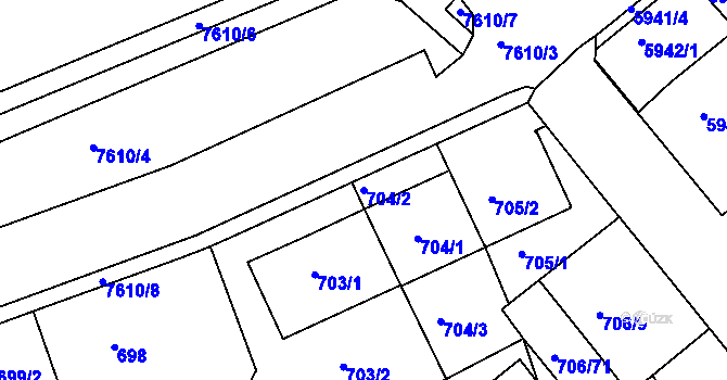 Parcela st. 704/2 v KÚ Frýdek, Katastrální mapa