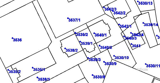 Parcela st. 3539/1 v KÚ Frýdek, Katastrální mapa