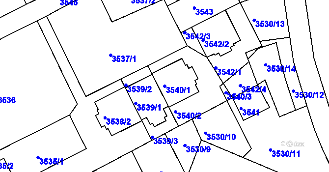 Parcela st. 3540/1 v KÚ Frýdek, Katastrální mapa