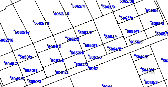 Parcela st. 5053/1 v KÚ Frýdek, Katastrální mapa