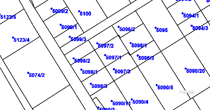 Parcela st. 5097/1 v KÚ Frýdek, Katastrální mapa