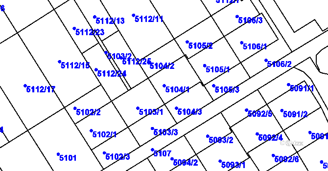 Parcela st. 5104/1 v KÚ Frýdek, Katastrální mapa