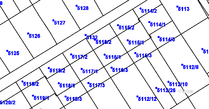 Parcela st. 5116/1 v KÚ Frýdek, Katastrální mapa