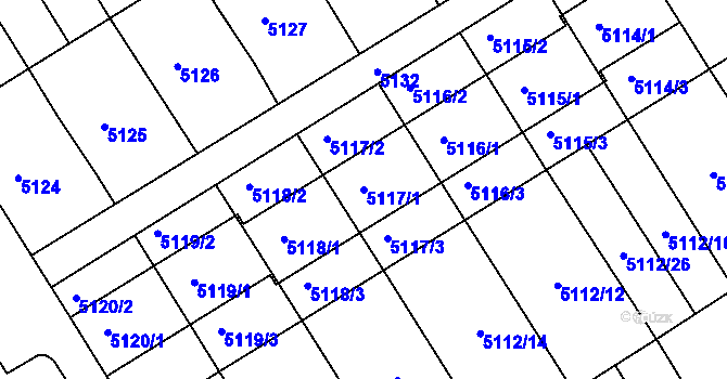 Parcela st. 5117/1 v KÚ Frýdek, Katastrální mapa