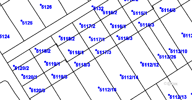 Parcela st. 5117/3 v KÚ Frýdek, Katastrální mapa