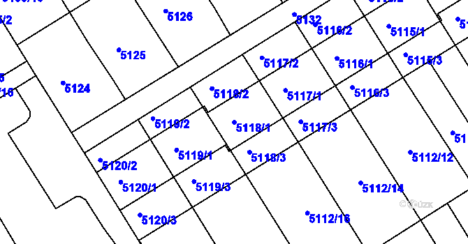 Parcela st. 5118/1 v KÚ Frýdek, Katastrální mapa