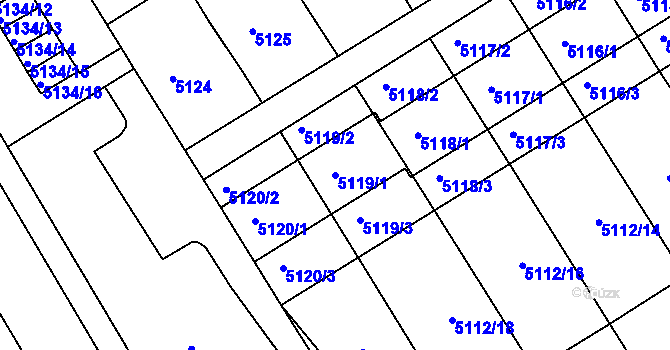 Parcela st. 5119/1 v KÚ Frýdek, Katastrální mapa