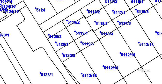Parcela st. 5119/3 v KÚ Frýdek, Katastrální mapa
