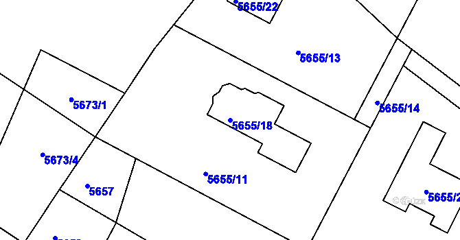 Parcela st. 5655/18 v KÚ Frýdek, Katastrální mapa