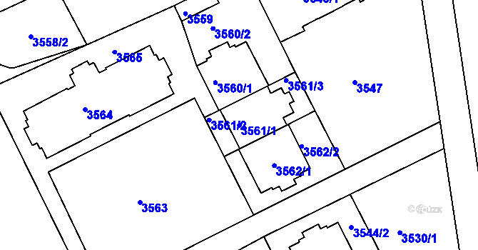 Parcela st. 3561/1 v KÚ Frýdek, Katastrální mapa