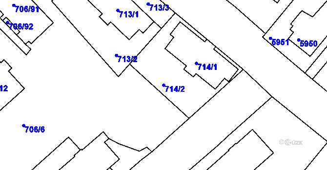 Parcela st. 714/2 v KÚ Frýdek, Katastrální mapa