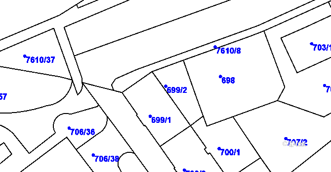 Parcela st. 699/2 v KÚ Frýdek, Katastrální mapa