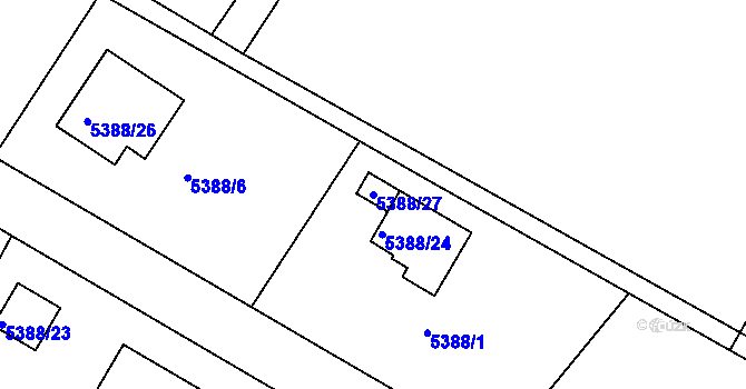 Parcela st. 5388/27 v KÚ Frýdek, Katastrální mapa