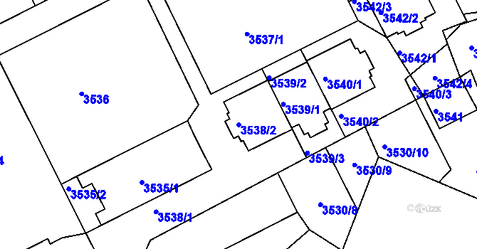 Parcela st. 3538/2 v KÚ Frýdek, Katastrální mapa