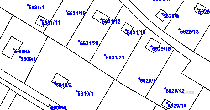 Parcela st. 5631/21 v KÚ Frýdek, Katastrální mapa