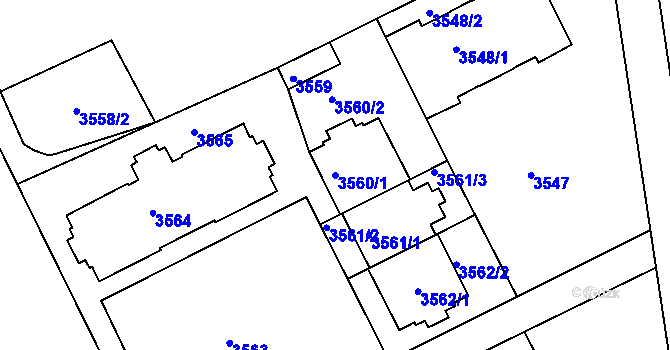 Parcela st. 3560/1 v KÚ Frýdek, Katastrální mapa