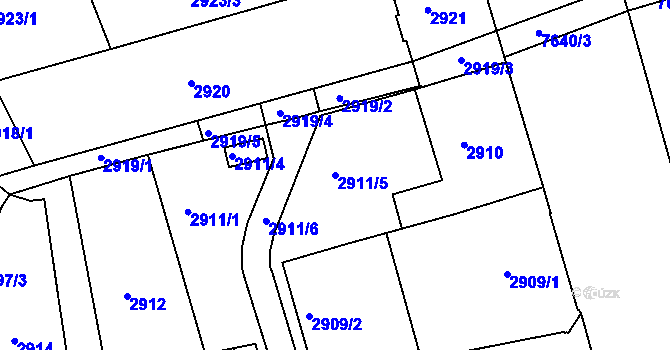 Parcela st. 2911/5 v KÚ Frýdek, Katastrální mapa