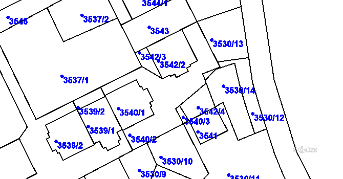 Parcela st. 3542/1 v KÚ Frýdek, Katastrální mapa
