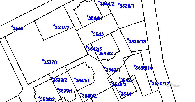 Parcela st. 3542/2 v KÚ Frýdek, Katastrální mapa