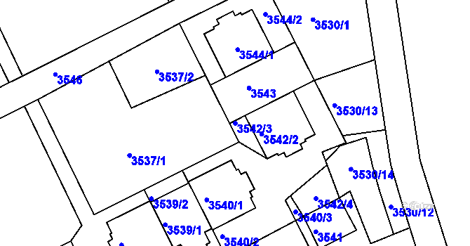 Parcela st. 3542/3 v KÚ Frýdek, Katastrální mapa