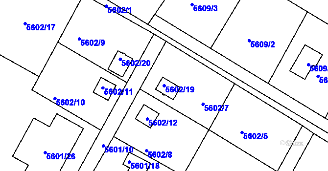 Parcela st. 5602/19 v KÚ Frýdek, Katastrální mapa