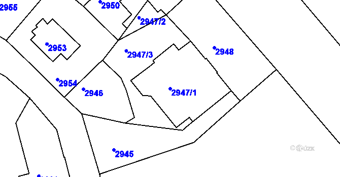 Parcela st. 2947/1 v KÚ Frýdek, Katastrální mapa
