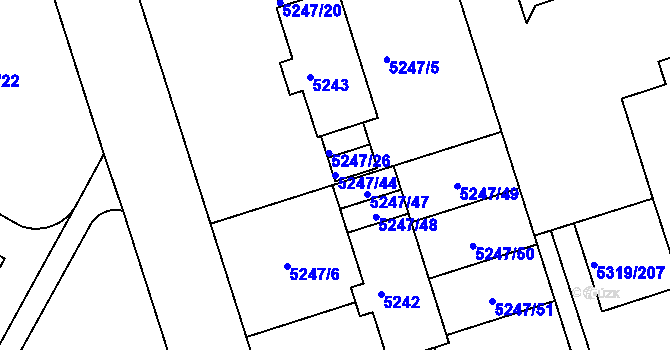 Parcela st. 5247/44 v KÚ Frýdek, Katastrální mapa