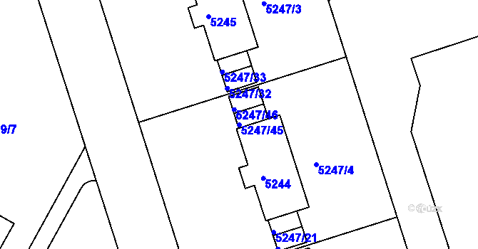 Parcela st. 5247/45 v KÚ Frýdek, Katastrální mapa