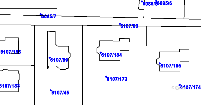 Parcela st. 6107/184 v KÚ Frýdek, Katastrální mapa