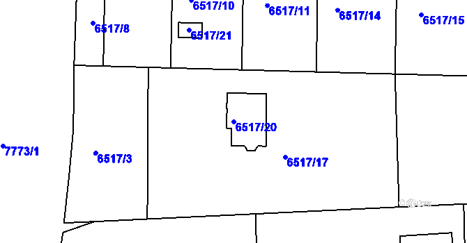 Parcela st. 6517/20 v KÚ Frýdek, Katastrální mapa